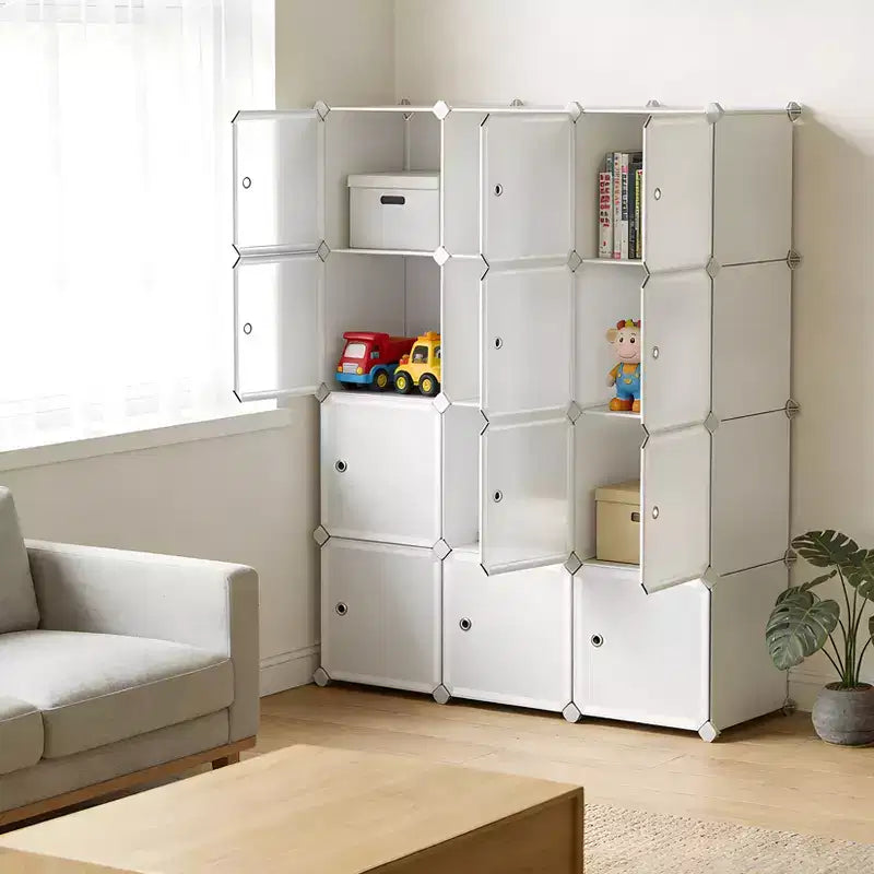 Organisateur de rangement 12 cubes, bibliothèque modulaire, étagères de rangement en plastique, anti-basculement, extensible