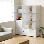 Organisateur de rangement 12 cubes, bibliothèque modulaire, étagères de rangement en plastique, anti-basculement, extensible