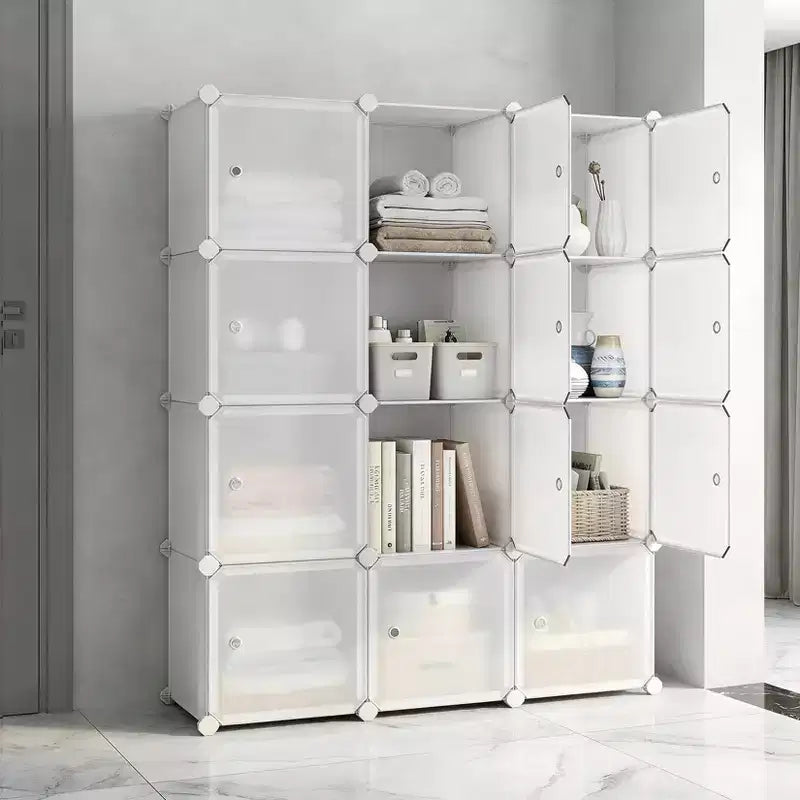 Organisateur de rangement 12 cubes, bibliothèque modulaire, étagères de rangement en plastique, anti-basculement, extensible