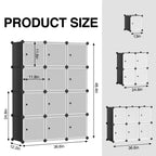 Organisateur de rangement 12 cubes, bibliothèque modulaire, étagères de rangement en plastique, anti-basculement, extensible