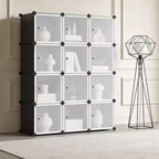 Organisateur de rangement 12 cubes, bibliothèque modulaire, étagères de rangement en plastique, anti-basculement, extensible