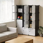 Organisateur de rangement 12 cubes, bibliothèque modulaire, étagères de rangement en plastique, anti-basculement, extensible
