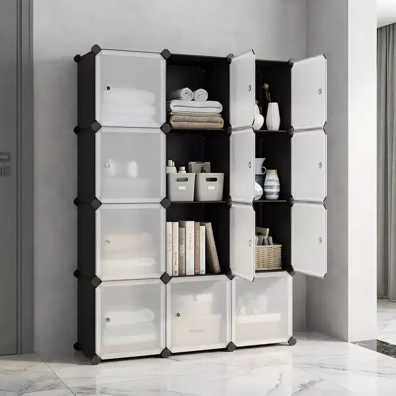 Organisateur de rangement 12 cubes, bibliothèque modulaire, étagères de rangement en plastique, anti-basculement, extensible