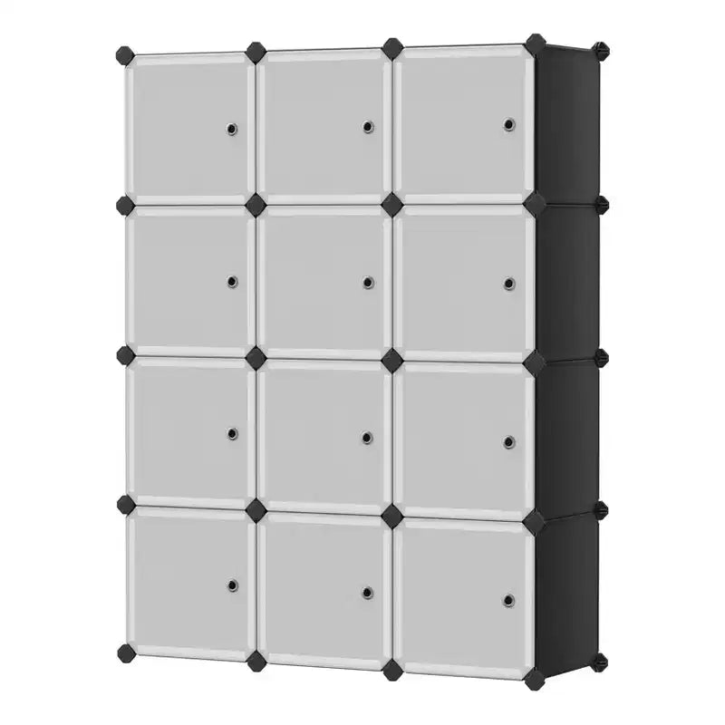 12-Cube Storage Organizer, Modular Bookcase, Plastic Closet Storage Shelves, Anti-Tip, Expandable