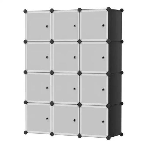 12-Cube Storage Organizer, Modular Bookcase, Plastic Closet Storage Shelves, Anti-Tip, Expandable