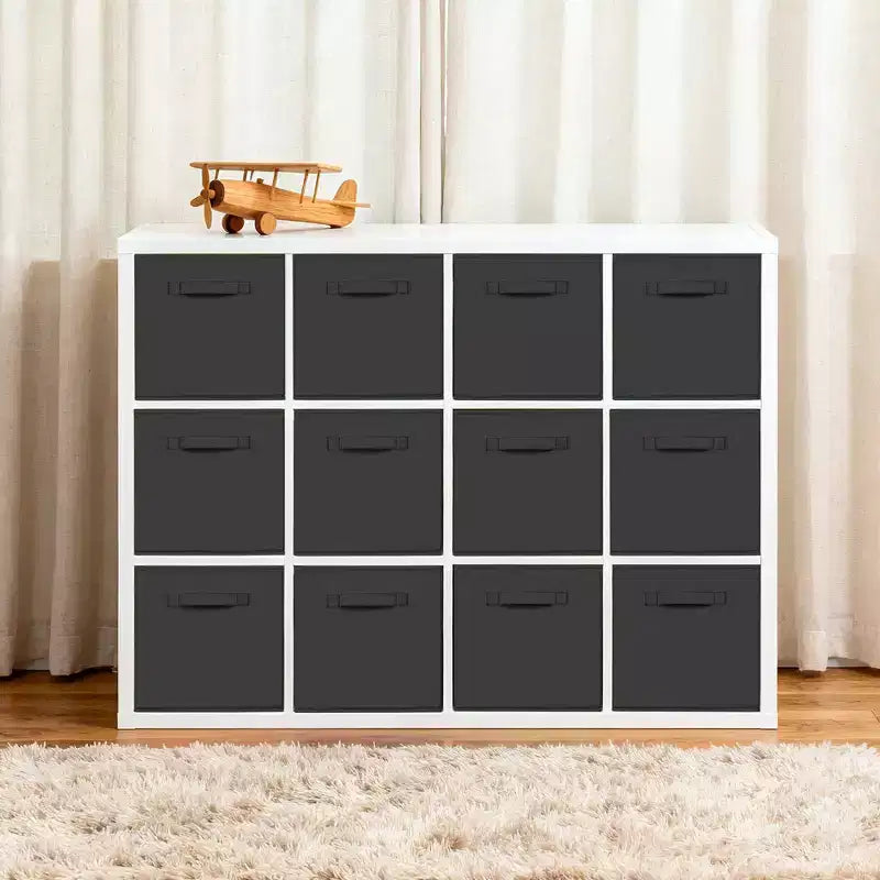 Lot de 12 paniers de rangement en tissu, 25,4x25,4x27,9 cm, pliables avec poignées, en non-tissé et panneau PP, adaptés aux étagères cubes