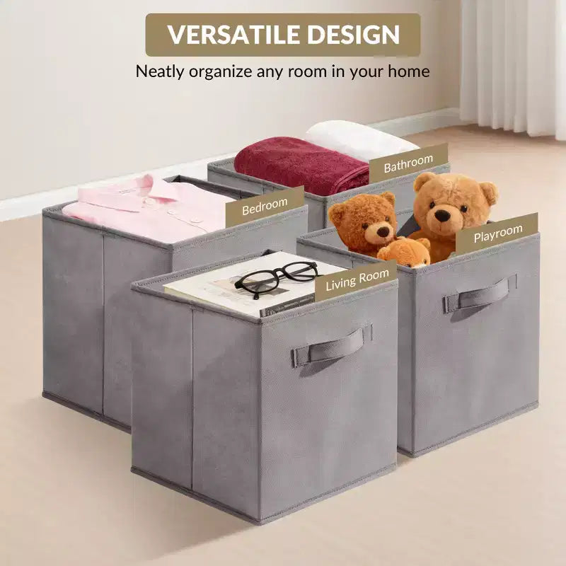Lot de 12 paniers de rangement en tissu, 25,4x25,4x27,9 cm, pliables avec poignées, en non-tissé et panneau PP, adaptés aux étagères cubes