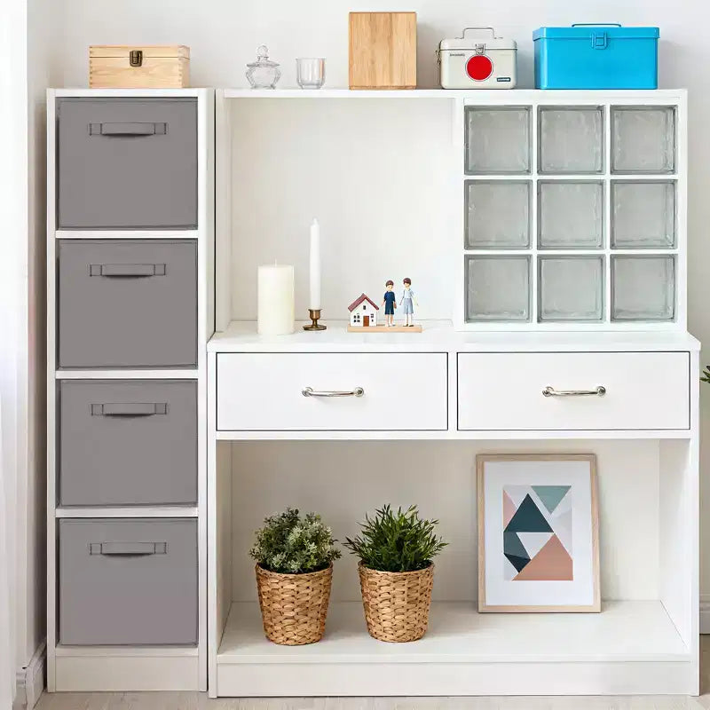 Lot de 12 paniers de rangement en tissu, 25,4x25,4x27,9 cm, pliables avec poignées, en non-tissé et panneau PP, adaptés aux étagères cubes