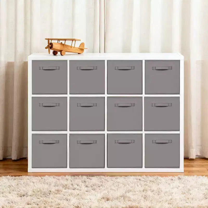Lot de 12 paniers de rangement en tissu, 25,4x25,4x27,9 cm, pliables avec poignées, en non-tissé et panneau PP, adaptés aux étagères cubes