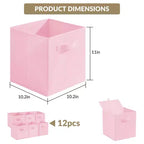 Lot de 12 paniers de rangement en tissu, 25,4x25,4x27,9 cm, pliables avec poignées, en non-tissé et panneau PP, adaptés aux étagères cubes