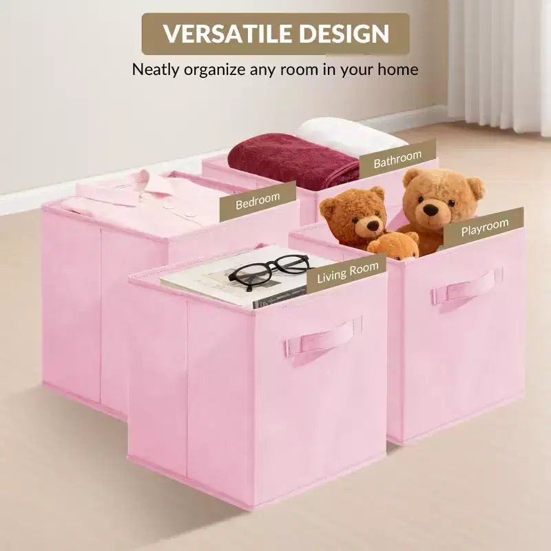 Lot de 12 paniers de rangement en tissu, 25,4x25,4x27,9 cm, pliables avec poignées, en non-tissé et panneau PP, adaptés aux étagères cubes