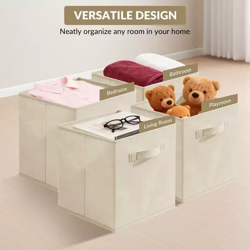Lot de 12 paniers de rangement en tissu, 25,4x25,4x27,9 cm, pliables avec poignées, en non-tissé et panneau PP, adaptés aux étagères cubes