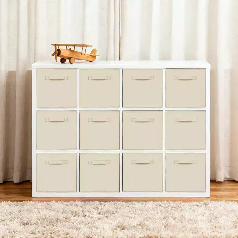 Lot de 12 paniers de rangement en tissu, 25,4x25,4x27,9 cm, pliables avec poignées, en non-tissé et panneau PP, adaptés aux étagères cubes