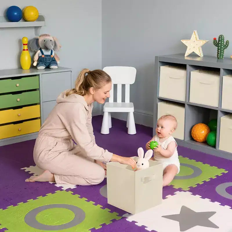 Lot de 12 paniers de rangement en tissu, 25,4x25,4x27,9 cm, pliables avec poignées, en non-tissé et panneau PP, adaptés aux étagères cubes