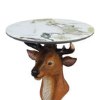 Table d'appoint animalière avec plateau imitation marbre, Table d'appoint sculpturale pour salon et chambre