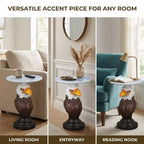 Table d'appoint animalière avec plateau imitation marbre, Table d'appoint sculpturale pour salon et chambre