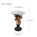 Table d'appoint animalière avec plateau imitation marbre, Table d'appoint sculpturale pour salon et chambre