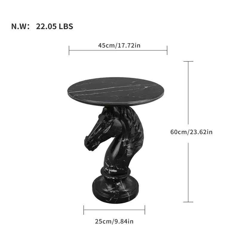 Table d'appoint animalière avec plateau imitation marbre, Table d'appoint sculpturale pour salon et chambre