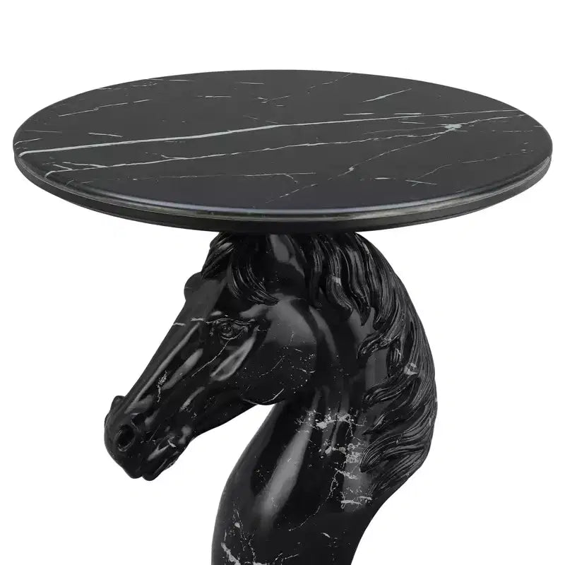 Table d'appoint animalière avec plateau imitation marbre, Table d'appoint sculpturale pour salon et chambre