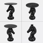 Table d'appoint animalière avec plateau imitation marbre, Table d'appoint sculpturale pour salon et chambre
