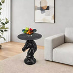 Table d'appoint animalière avec plateau imitation marbre, Table d'appoint sculpturale pour salon et chambre