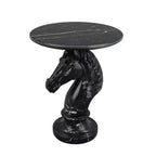 Table d'appoint animalière avec plateau imitation marbre, Table d'appoint sculpturale pour salon et chambre