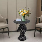 Table d'appoint animalière avec plateau imitation marbre, Table d'appoint sculpturale pour salon et chambre