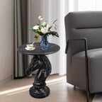 Table d'appoint animalière avec plateau imitation marbre, Table d'appoint sculpturale pour salon et chambre