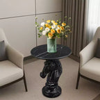 Table d'appoint animalière avec plateau imitation marbre, Table d'appoint sculpturale pour salon et chambre