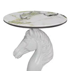 Table d'appoint animalière avec plateau imitation marbre, Table d'appoint sculpturale pour salon et chambre