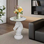 Table d'appoint animalière avec plateau imitation marbre, Table d'appoint sculpturale pour salon et chambre