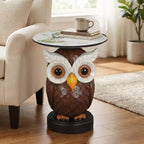 Table d'appoint animalière avec plateau imitation marbre, Table d'appoint sculpturale pour salon et chambre