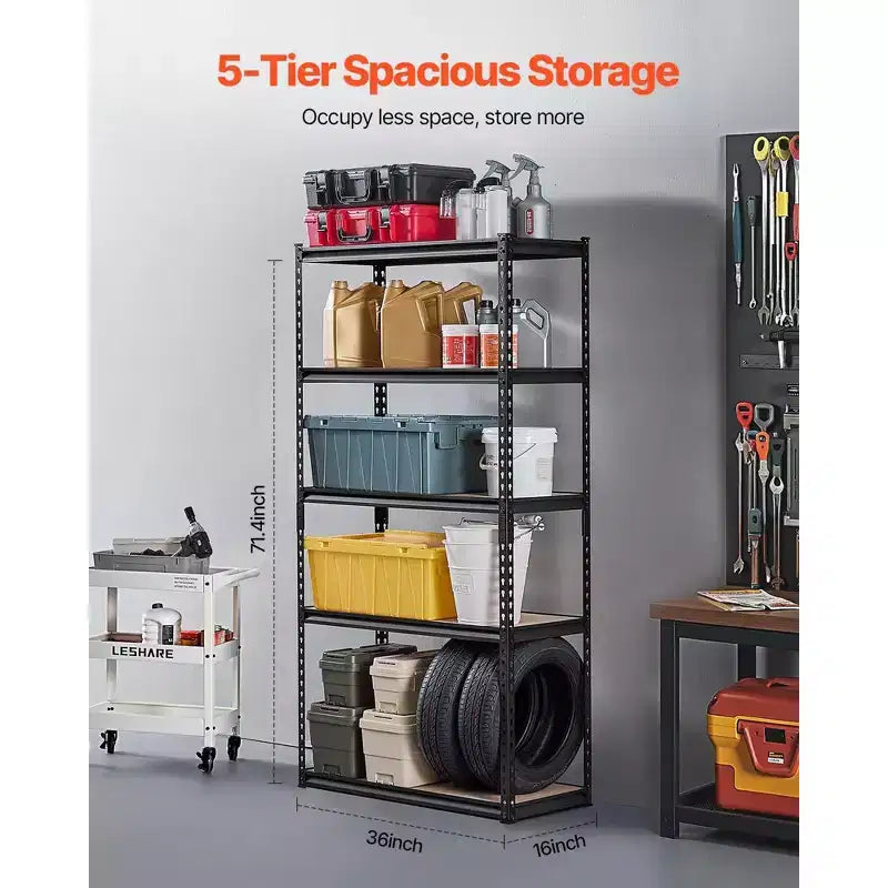 Étagères de Rangement 16 P x 36 L x 71 4 H 5 Niveaux Garage Rangement Robuste Portable