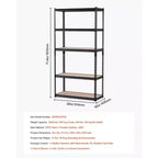 Étagères de Rangement 16 P x 36 L x 71 4 H 5 Niveaux Garage Rangement Robuste Portable