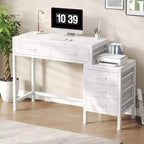 JIONJOY Bureau informatique 51" avec 5 tiroirs et support d'imprimante, bureau d'écriture pour la maison et le bureau, pour l'étude, la chambre et le salon