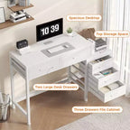 JIONJOY Bureau informatique 51" avec 5 tiroirs et support d'imprimante, bureau d'écriture pour la maison et le bureau, pour l'étude, la chambre et le salon