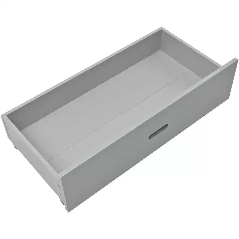 Lit superposé jumeau sur grand avec tiroirs de rangement, lit en bois avec échelle et garde-corps de sécurité, gris