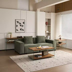 Console en MDF Noyer avec Plateau en Verre Trempé, Table d'Entrée Moderne pour Couloir et Salon