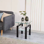 Tempered Glass End Table, 2-Tier Side Table with Storage for Living Room and Bedroom