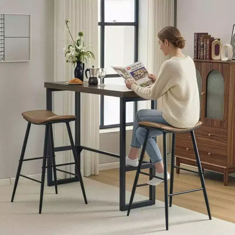 Table de bar moderne hauteur comptoir 120 cm et tabourets avec 2 chaises pour salle à manger de cuisine