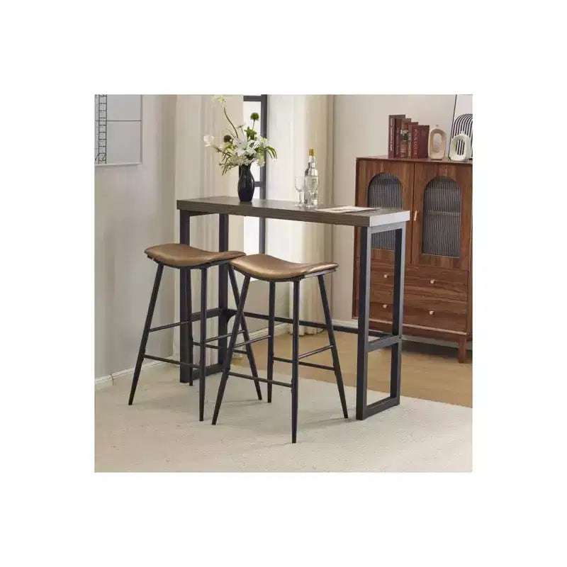 Table de bar moderne hauteur comptoir 120 cm et tabourets avec 2 chaises pour salle à manger de cuisine