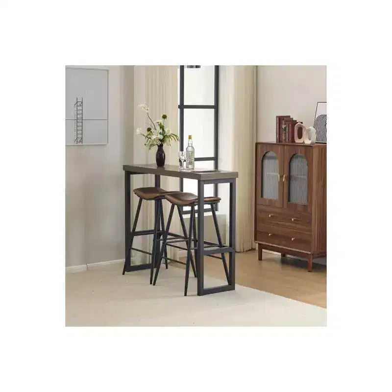 Table de bar moderne hauteur comptoir 120 cm et tabourets avec 2 chaises pour salle à manger de cuisine