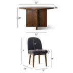 Ensemble table à manger ronde de style milieu de siècle pour 4 personnes, plateau en placage de noyer avec piètement en bois massif à pieds croisés et chaises en lin avec pieds en bois massif - Panipeachy