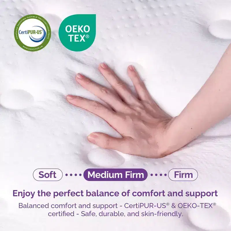 Matelas hybride Sersper 10 à ressorts ensachés et mousse à mémoire de forme avec surmatelas – Compatible avec les lits plateforme, les sommiers tapissiers ou les bases à lattes