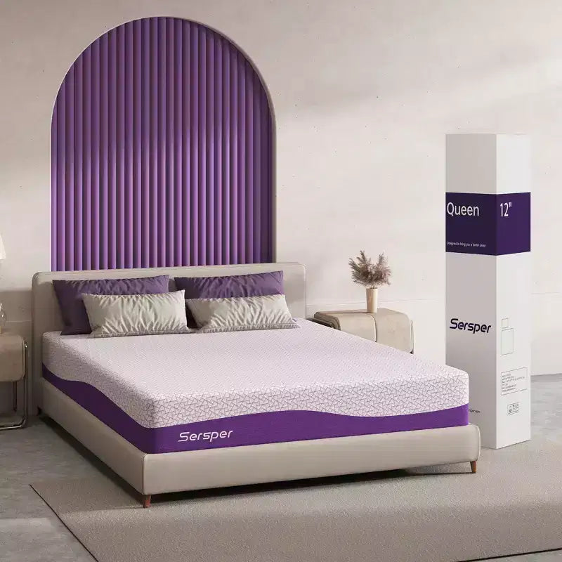 Matelas en mousse à mémoire de forme Sersper 10 pouces pour lits réglables – Charbon de bambou et soutien de l'alignement de la colonne vertébrale