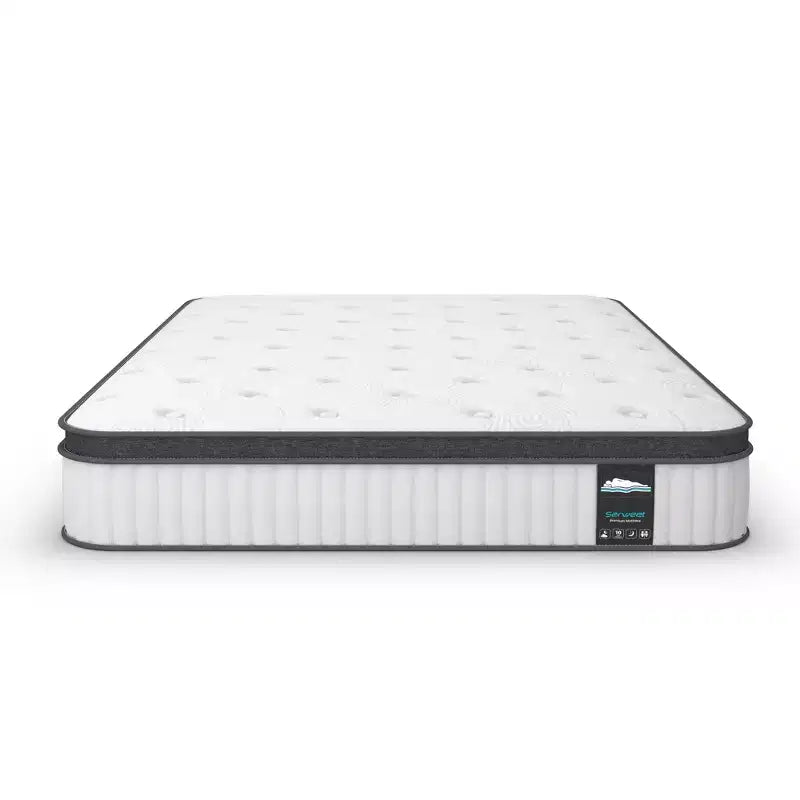 Matelas hybride respirant Serweet 10 pouces - Compatible avec les lits plateformes, les sommiers tapissiers ou les sommiers à lattes