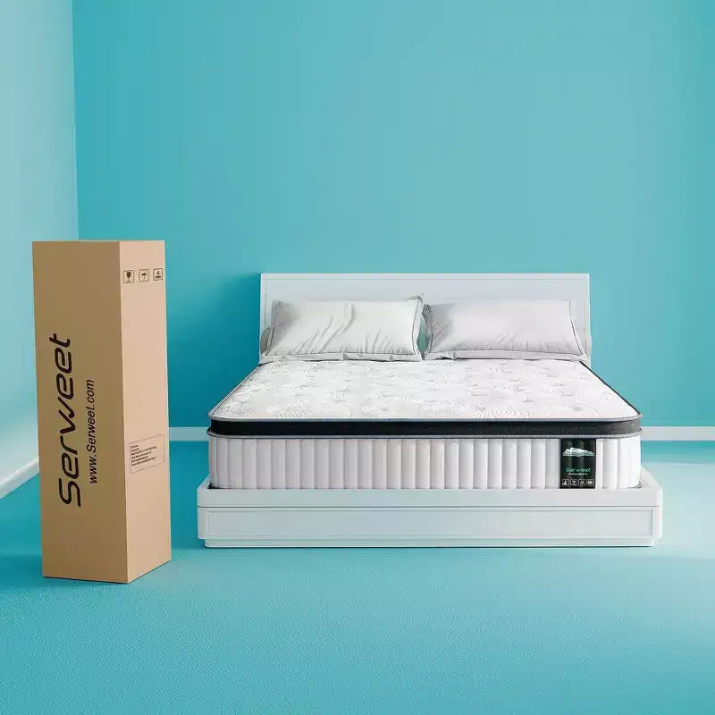 Matelas hybride respirant Serweet 10 pouces - Compatible avec les lits plateformes, les sommiers tapissiers ou les sommiers à lattes