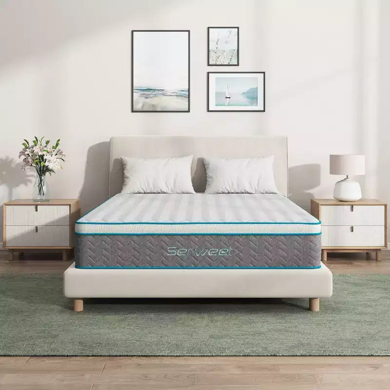 Serweet 14 inch Breathable Bamboo Charcoal Hybrid Mattress King