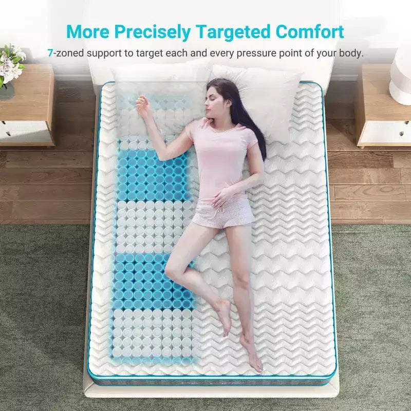 Matelas hybride Serweet 14 pouces en charbon de bambou respirant King