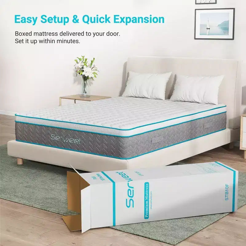 Matelas hybride Serweet 14 pouces en charbon de bambou respirant King